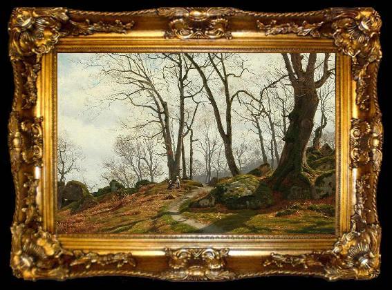 framed  Vilhelm Groth To smapiger i skoven en efterarsdag, ta009-2
